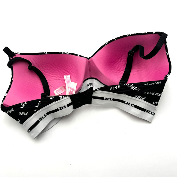 VICTORIA'S SECRET 36D Black Love Pink Wear Everywhere Wireless Lined Push Up Bra - Picture 3 of 9